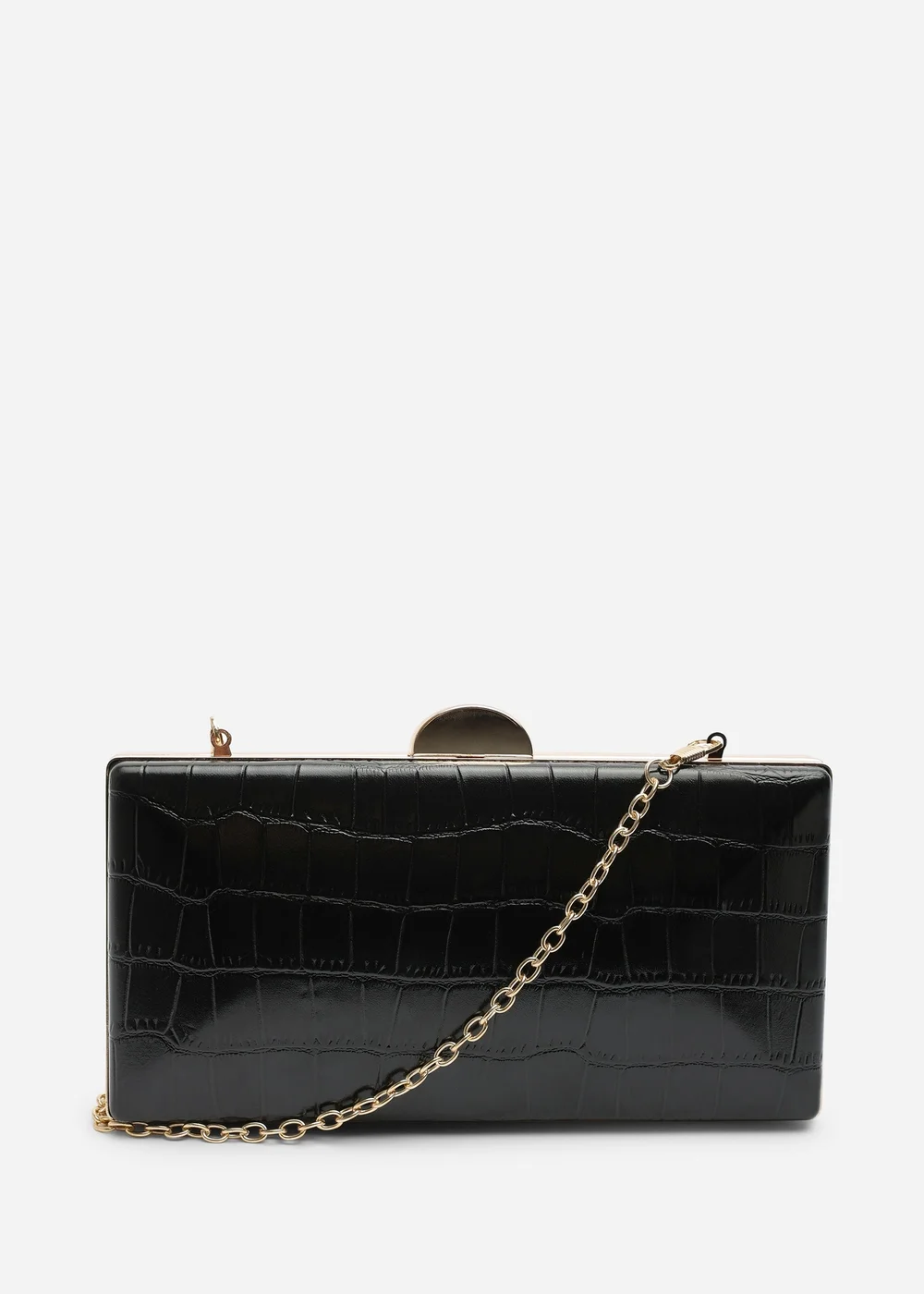 Where's That From Melyra Black Croc Box Evening Clutch Bag - One Size Image 2