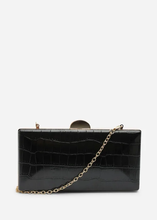 Where's That From Melyra Black Croc Box Evening Clutch Bag - One Size Image 2