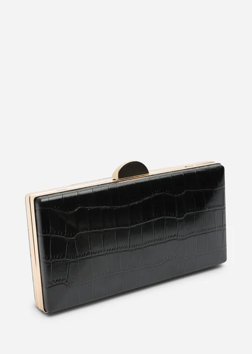 Where's That From Melyra Black Croc Box Evening Clutch Bag - One Size Image 4