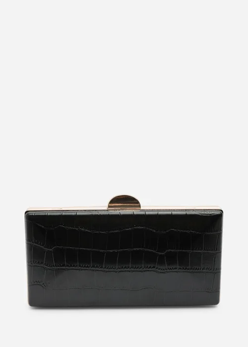 Where's That From Melyra Black Croc Box Evening Clutch Bag - One Size Image 3