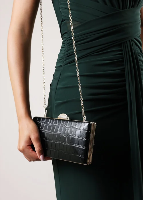 Where's That From Melyra Black Croc Box Evening Clutch Bag - One Size Image 6