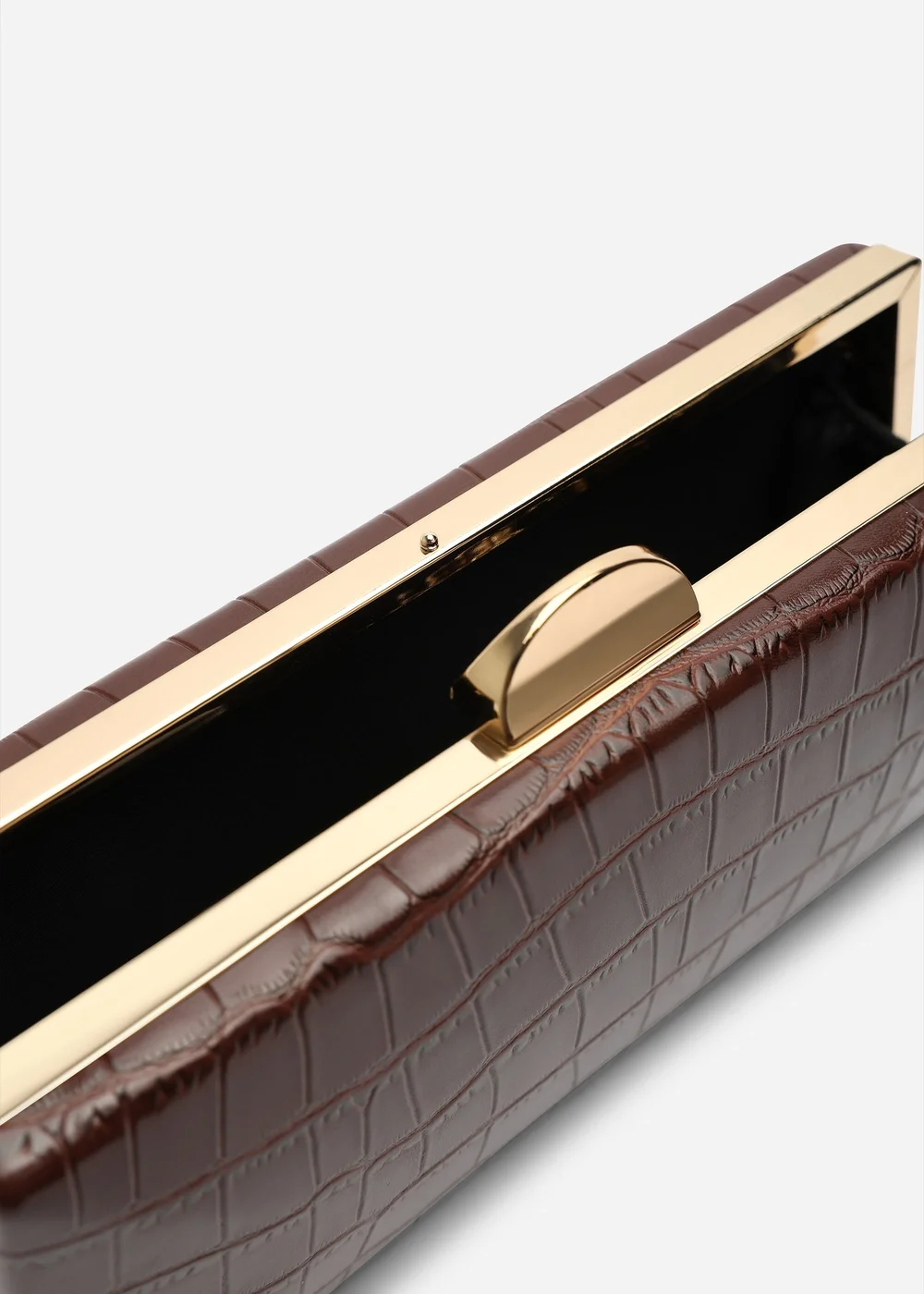 Where's That From Melyra Brown Croc Box Evening Clutch Bag - One Size Image 4