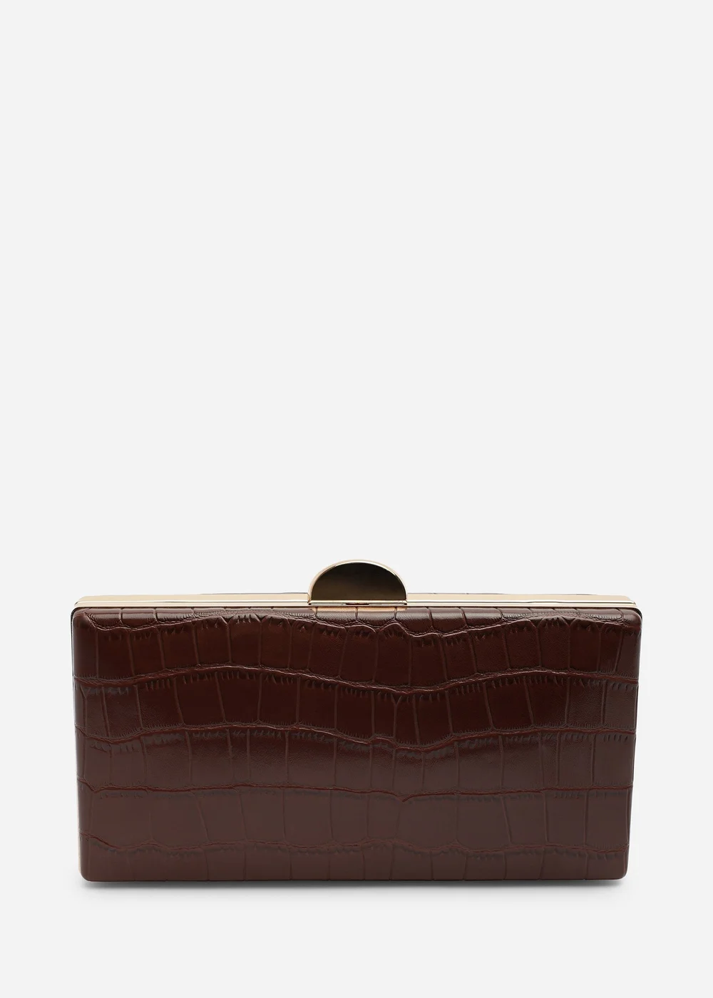 Where's That From Melyra Brown Croc Box Evening Clutch Bag - One Size Image 2