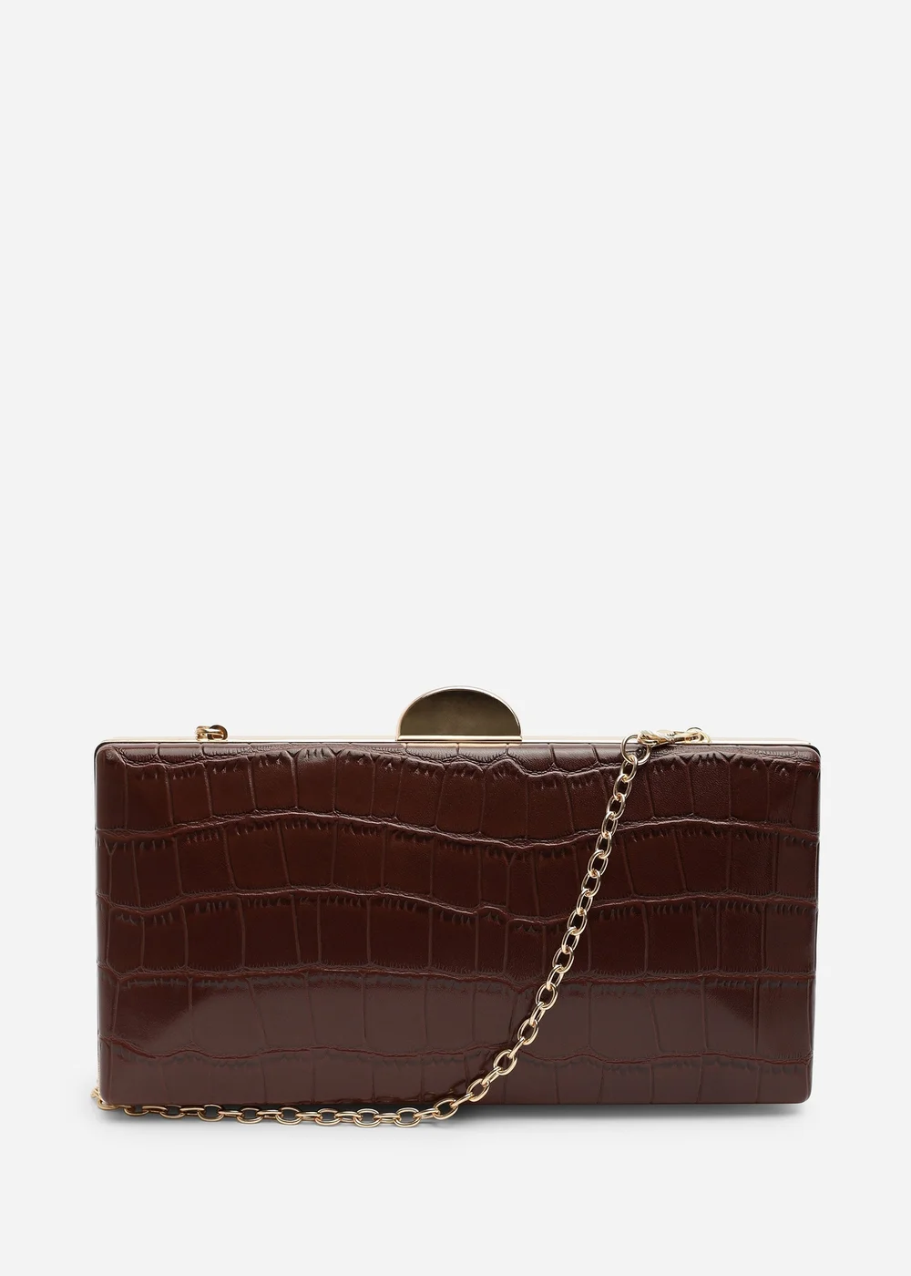 Where's That From Melyra Brown Croc Box Evening Clutch Bag - One Size Image 5