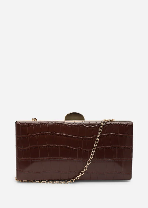 Where's That From Melyra Brown Croc Box Evening Clutch Bag - One Size Image 5