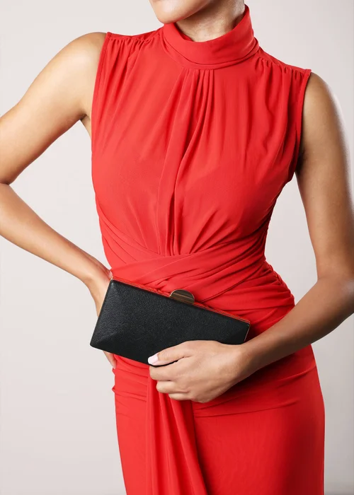 Where's That From Melyra Black Shimmer Box Evening Clutch Bag - One Size Image 2