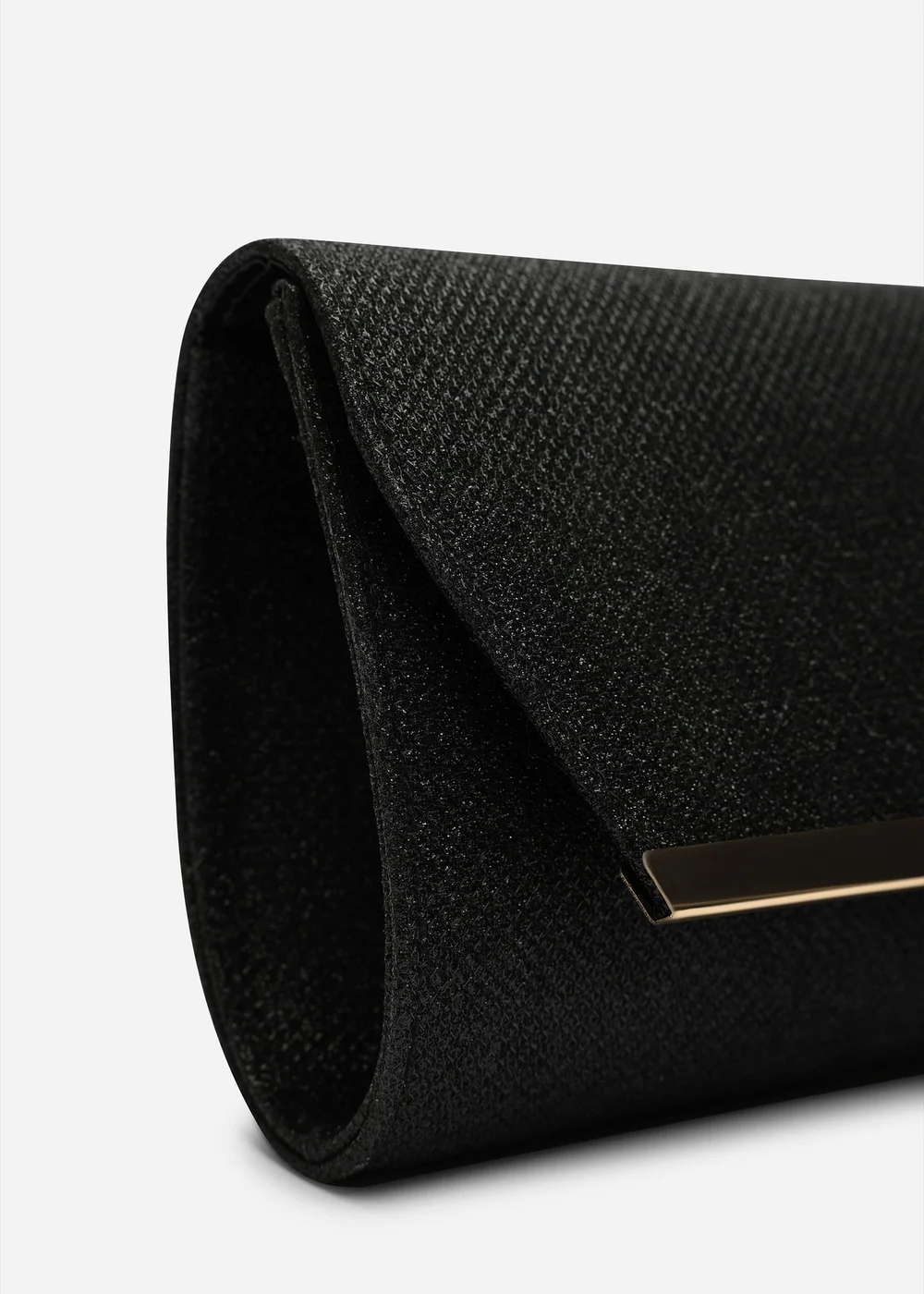 Where's That From Mavora Black Shimmer Envelope Clutch Bag With Gold Trim - One Size Image 5