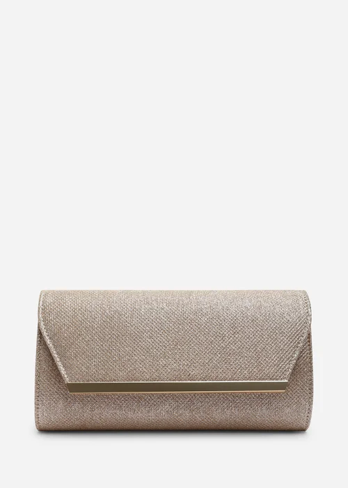 Where's That From Mavora Rose Gold Shimmer Envelope Clutch Bag With Gold Trim - One Size Image 3