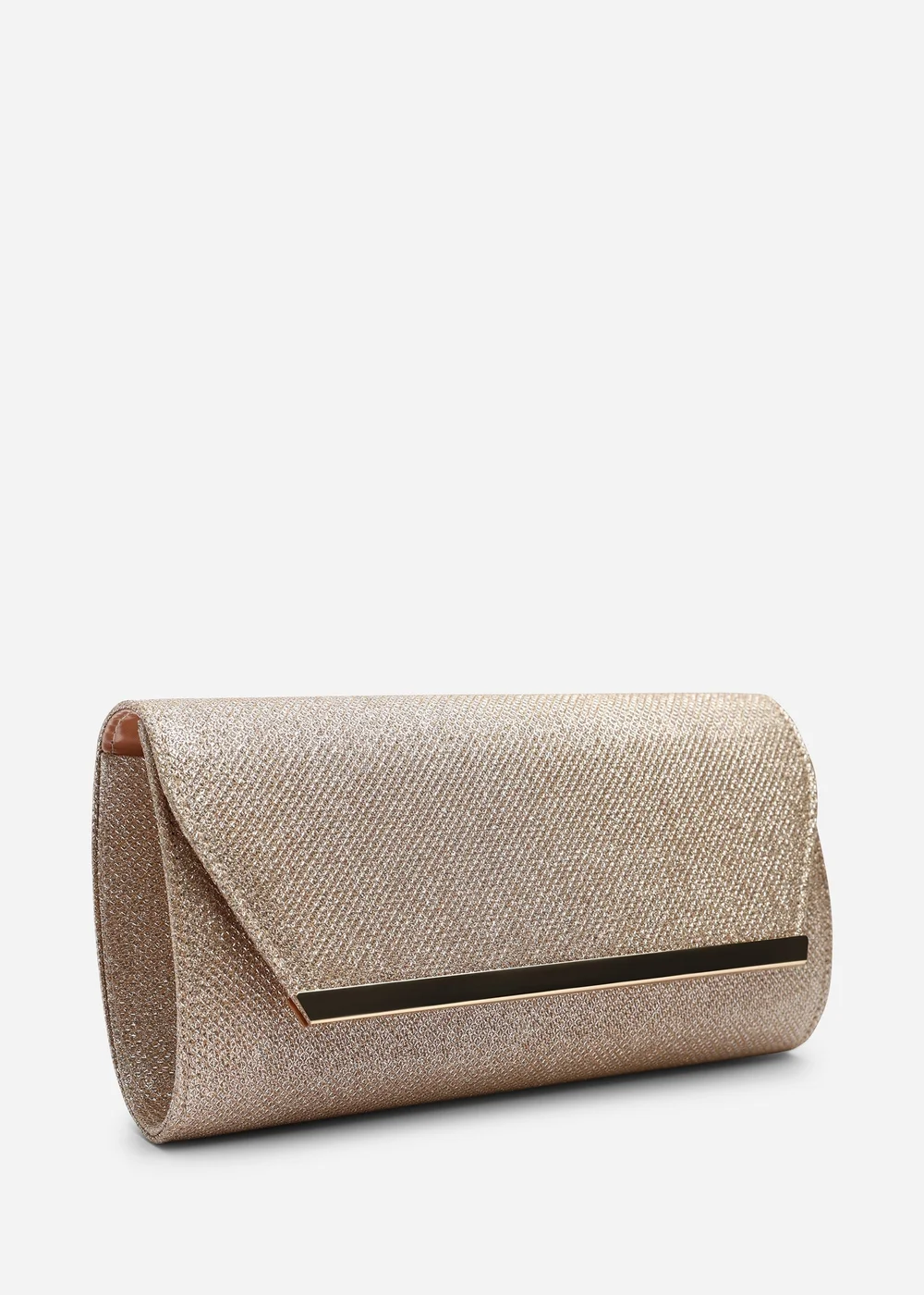 Where's That From Mavora Rose Gold Shimmer Envelope Clutch Bag With Gold Trim - One Size Image 4