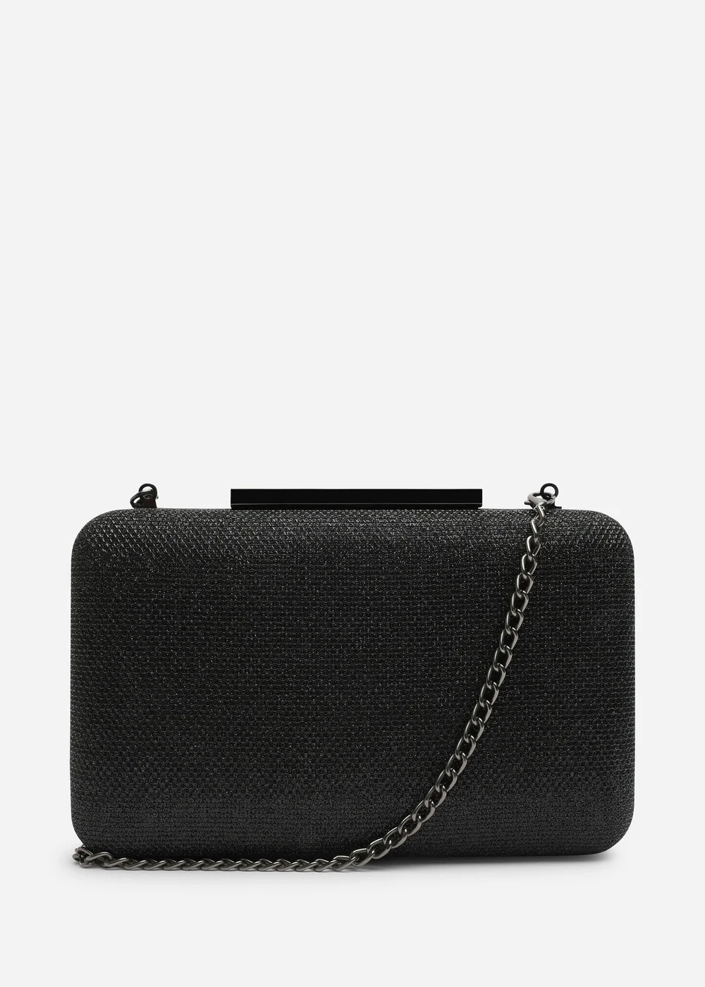 Where's That From Lavena Black Shimmer Box Clutch Bag - One Size Image 1