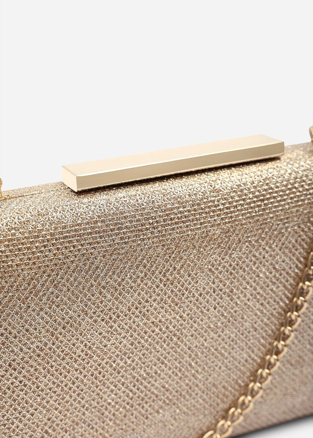 Where's That From Lavena Light Gold Shimmer Box Clutch Bag - One Size Image 4