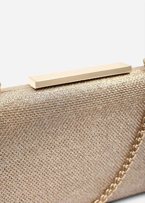 Where's That From Lavena Light Gold Shimmer Box Clutch Bag - One Size Image 4