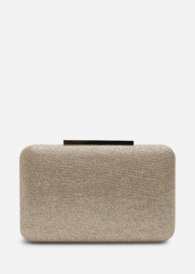 Where's That From Lavena Light Gold Shimmer Box Clutch Bag