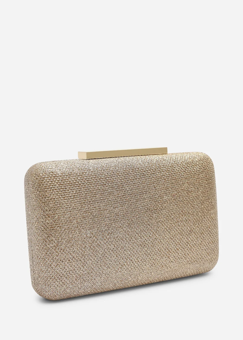 Where's That From Lavena Light Gold Shimmer Box Clutch Bag - One Size Image 3