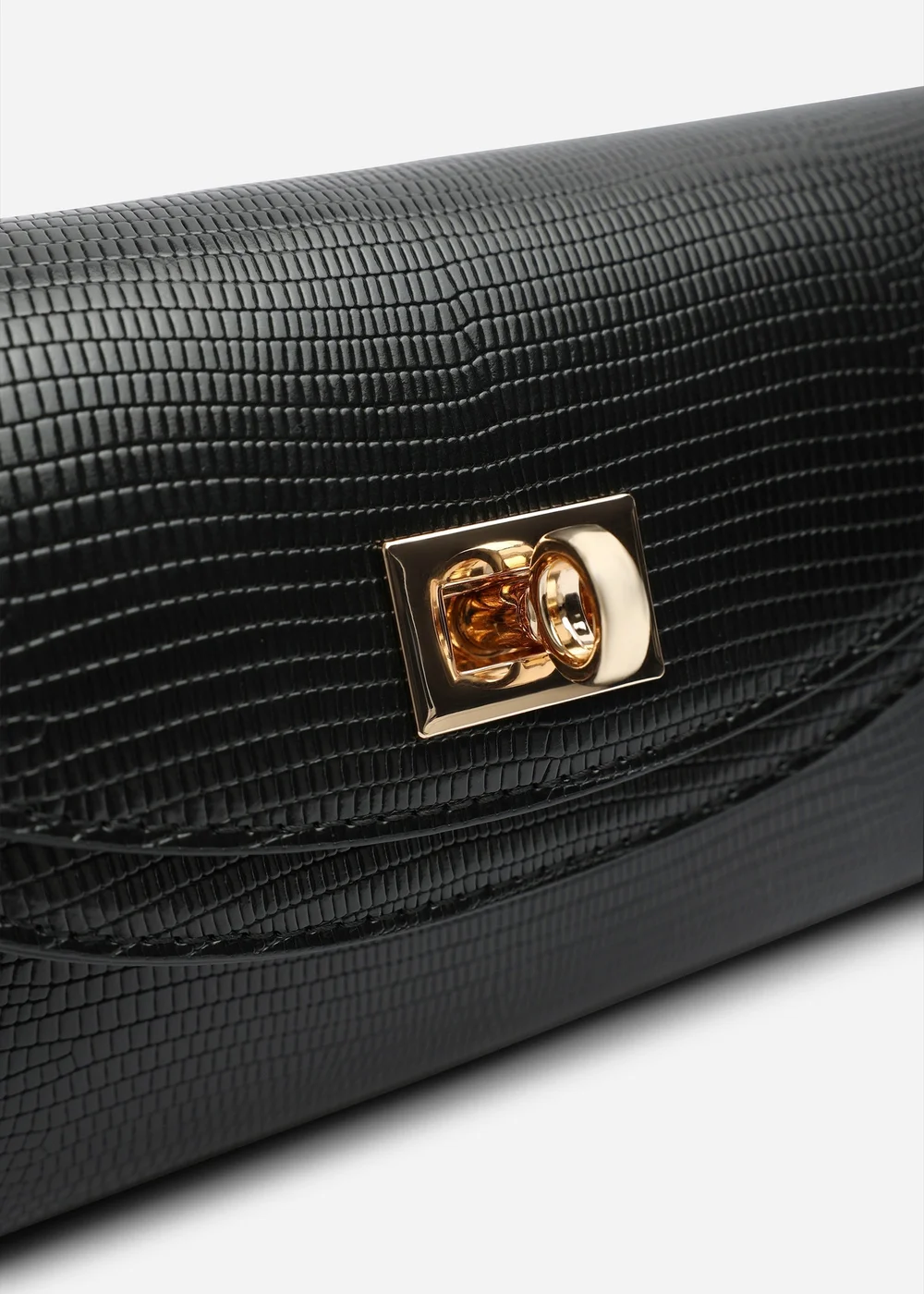 Where's That From Loryxa Envelope Lock Detail Clutch Bag In Black Lizard - One Size Image 5