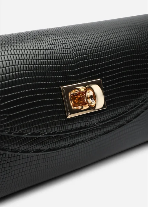 Where's That From Loryxa Envelope Lock Detail Clutch Bag In Black Lizard - One Size Image 5