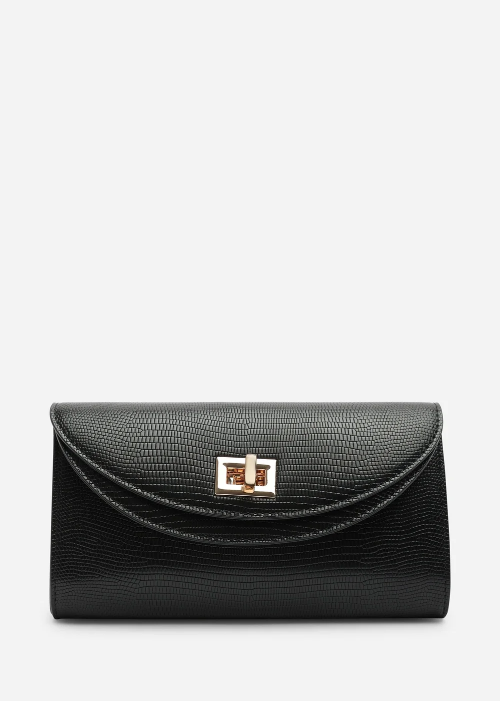 Where's That From Loryxa Envelope Lock Detail Clutch Bag In Black Lizard - One Size Image 3
