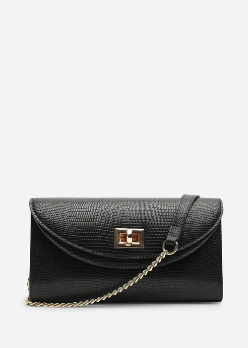 Where's That From Loryxa Envelope Lock Detail Clutch Bag In Black Lizard - One Size Image 6