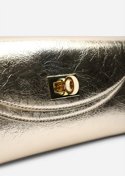 Where's That From Loryxa Gold Metallic Envelope Lock Detail Clutch Bag - One Size Image 3