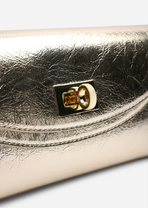 Where's That From Loryxa Gold Metallic Envelope Lock Detail Clutch Bag - One Size Image 2