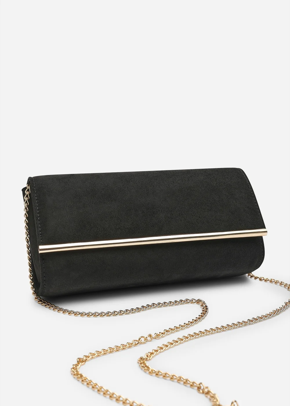 Where's That From Mavelle Fold Over Gold Trim Clutch Cross Body Bag In Black Suede - One Size Image 1