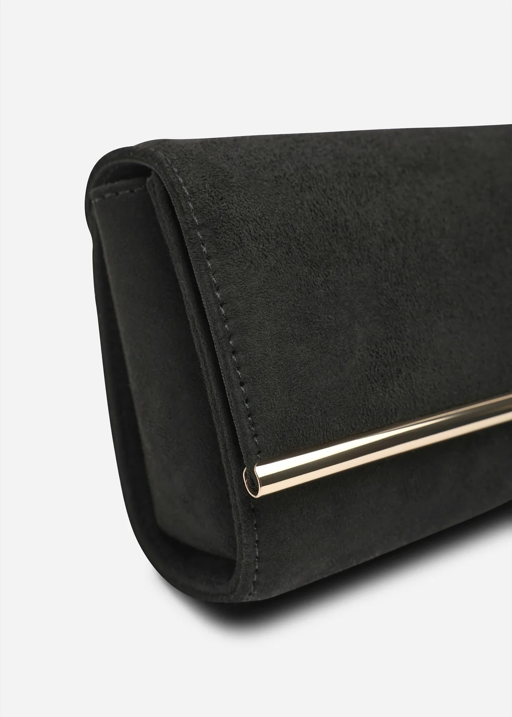 Where's That From Mavelle Fold Over Gold Trim Clutch Cross Body Bag In Black Suede - One Size Image 4