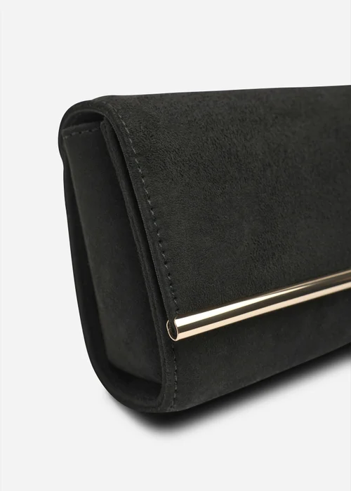 Where's That From Mavelle Fold Over Gold Trim Clutch Cross Body Bag In Black Suede - One Size Image 4