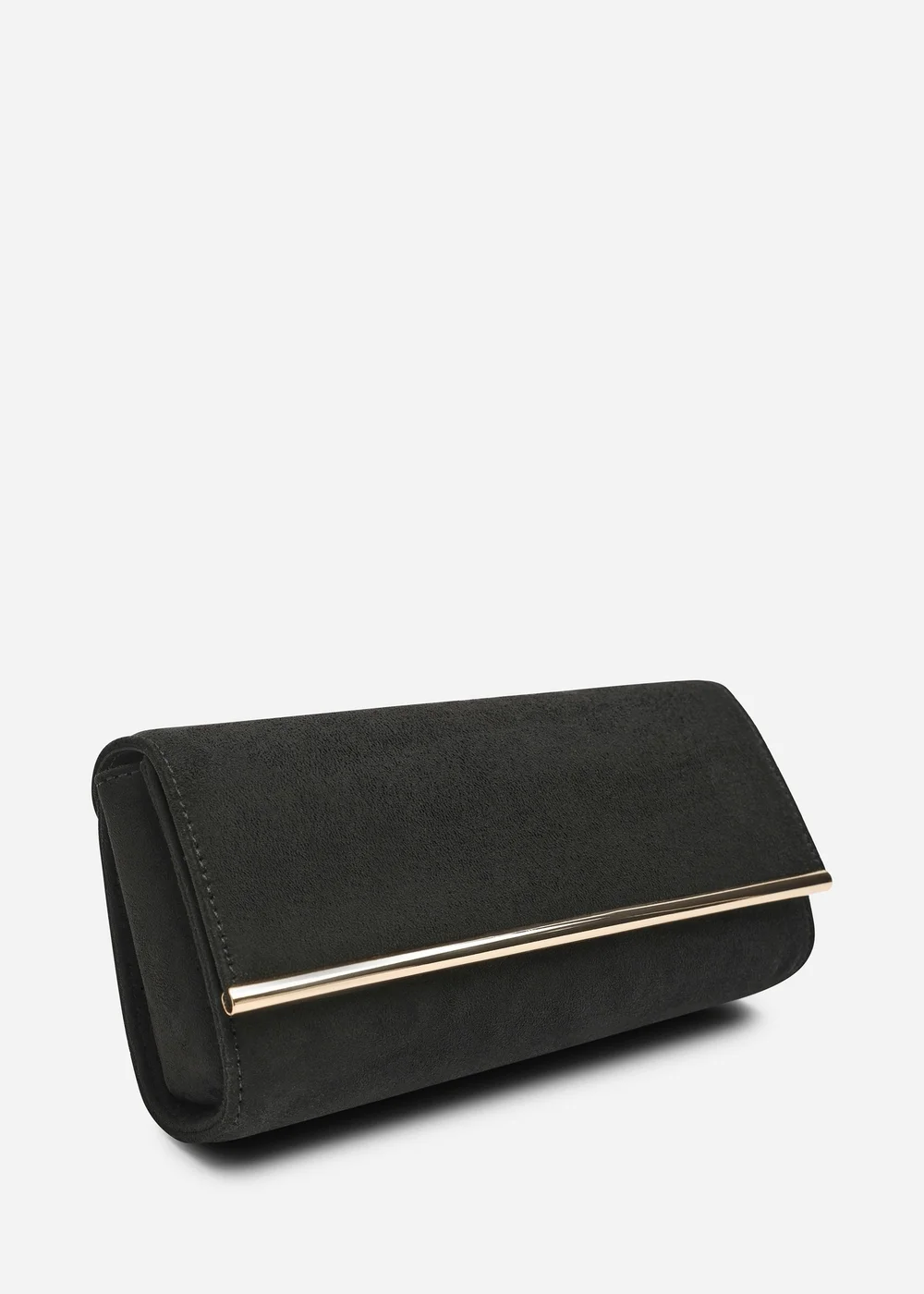 Where's That From Mavelle Fold Over Gold Trim Clutch Cross Body Bag In Black Suede - One Size Image 3