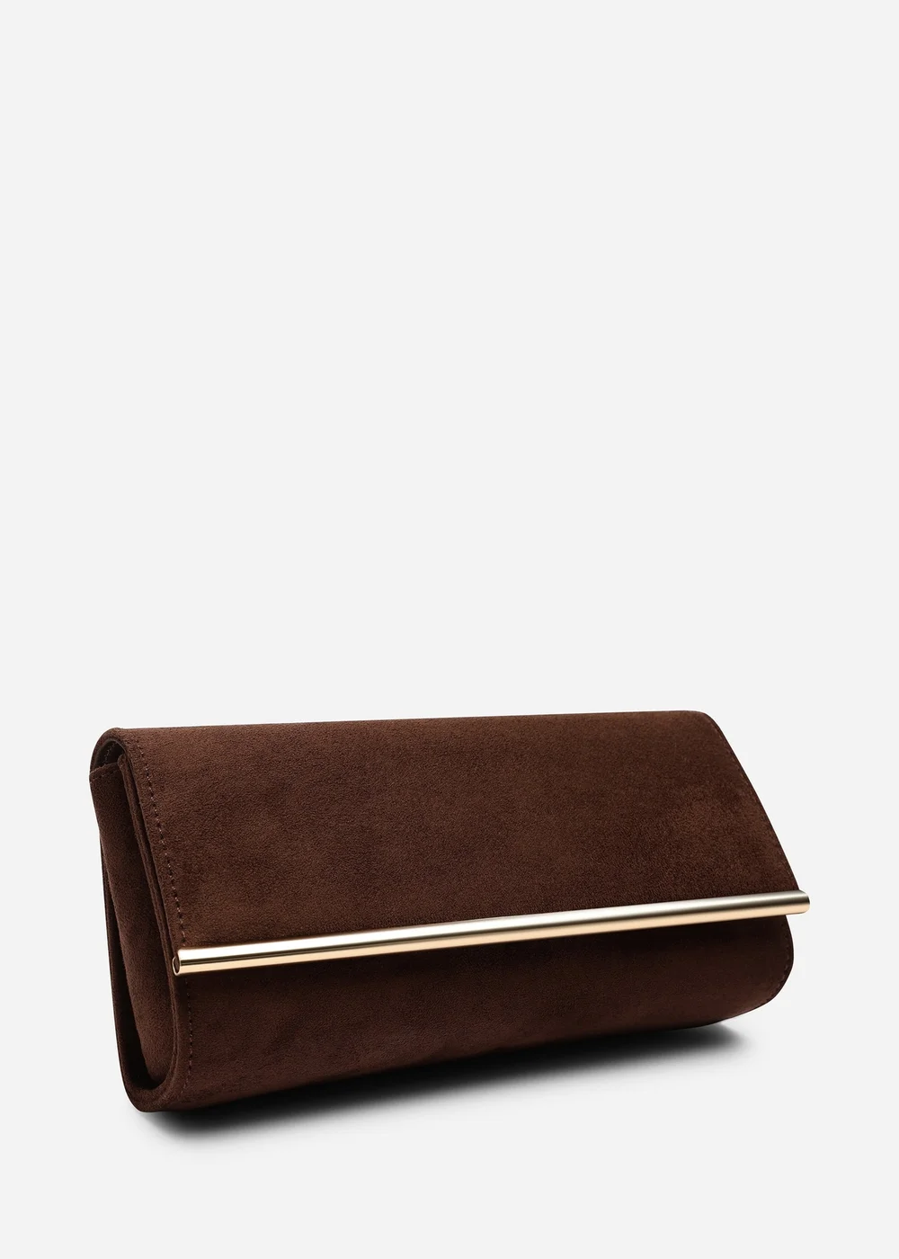 Where's That From Mavelle Fold Over Gold Trim Clutch Cross Body Bag In Brown Suede - One Size Image 4