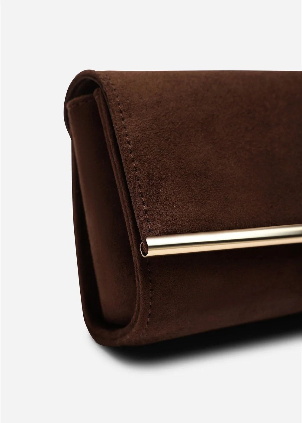 Where's That From Mavelle Fold Over Gold Trim Clutch Cross Body Bag In Brown Suede - One Size Image 5