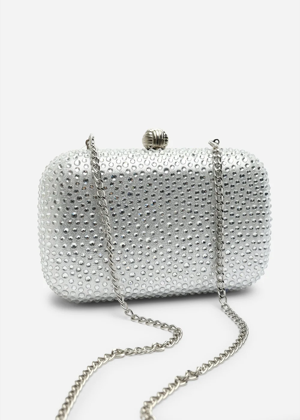 Where's That From Lixelle Silver Crystal Embellished Evening Clutch Bag - One Size Image 5