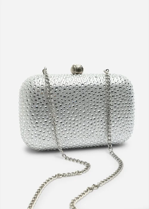 Where's That From Lixelle Silver Crystal Embellished Evening Clutch Bag - One Size Image 5