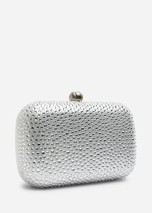 Where's That From Lixelle Silver Crystal Embellished Evening Clutch Bag - One Size Image 3