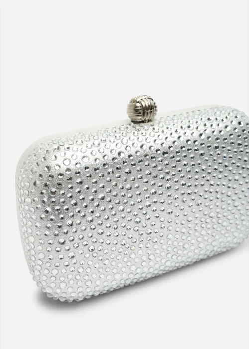 Where's That From Lixelle Silver Crystal Embellished Evening Clutch Bag - One Size Image 4