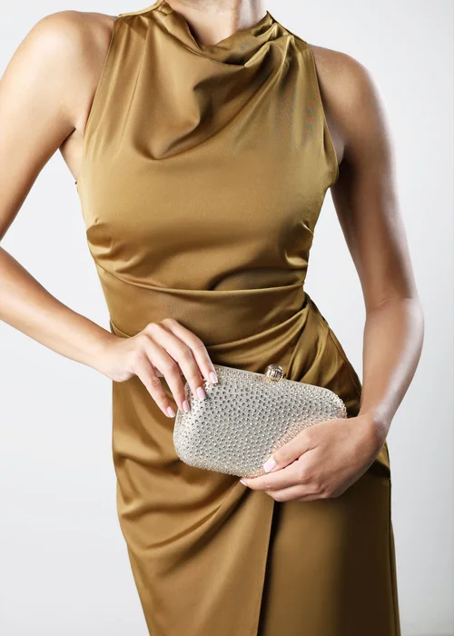 Where's That From Lixelle Gold Crystal Embellished Evening Clutch Bag - One Size Image 2