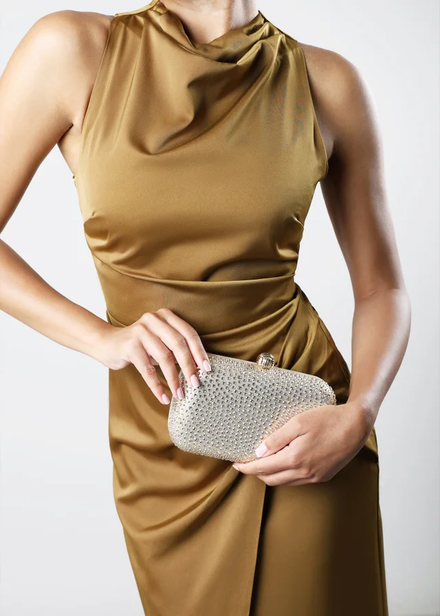 Where's That From Lixelle Gold Crystal Embellished Evening Clutch Bag