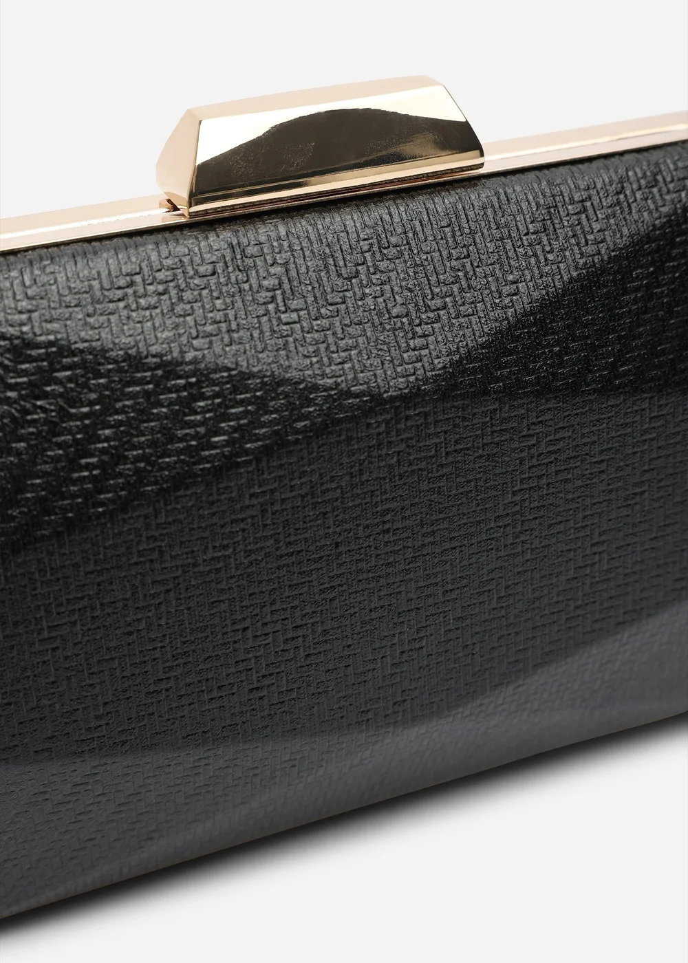 Where's That From Mivana Black Metallic Textured Geometric Box Clutch Bag - One Size Image 5