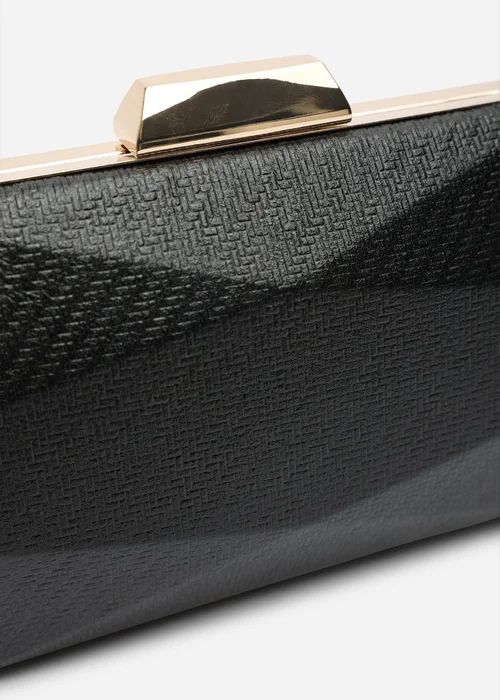 Where's That From Mivana Black Metallic Textured Geometric Box Clutch Bag - One Size Image 5
