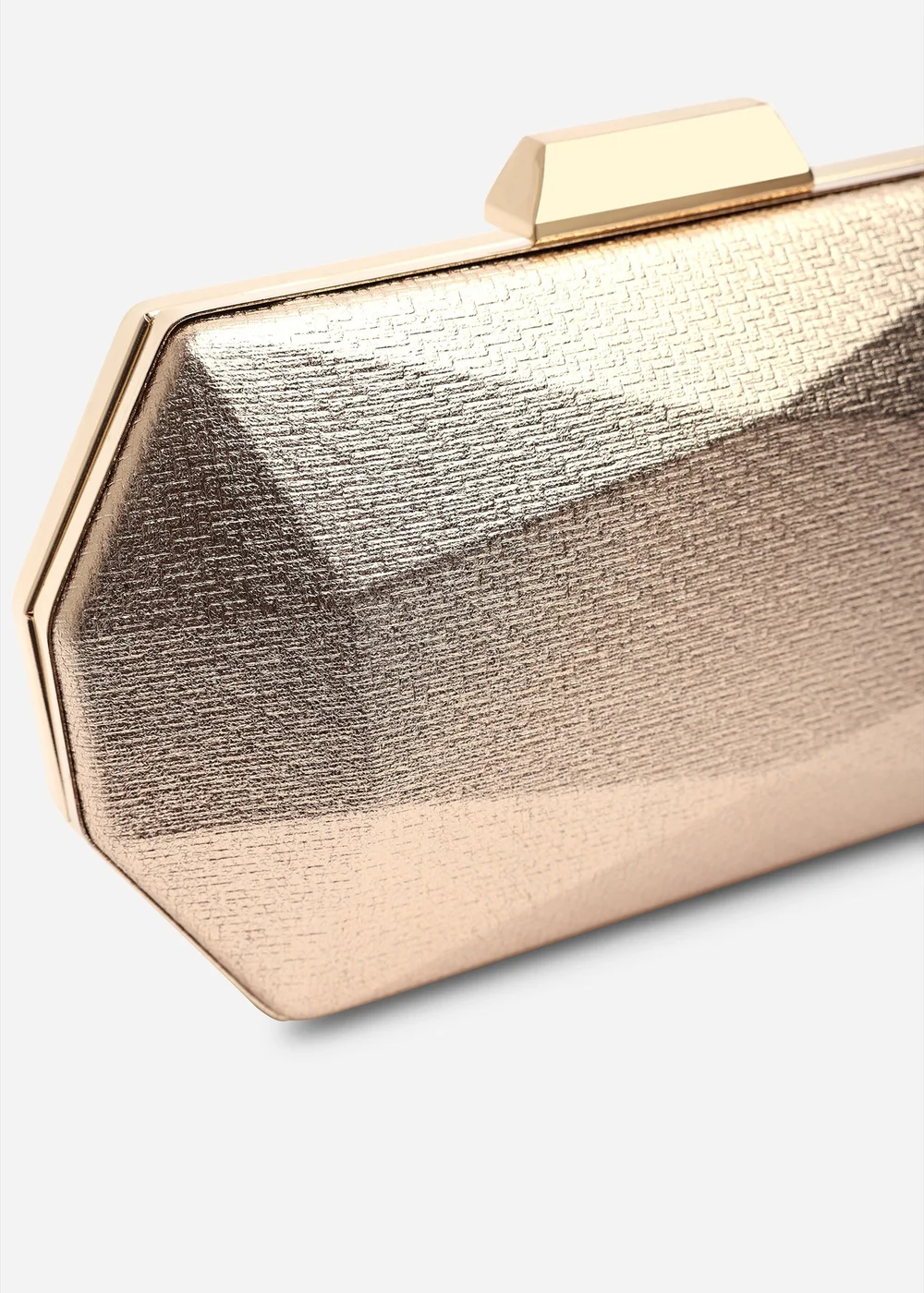 Where's That From Mivana Rose Gold Textured Geometric Box Clutch Bag - One Size Image 1