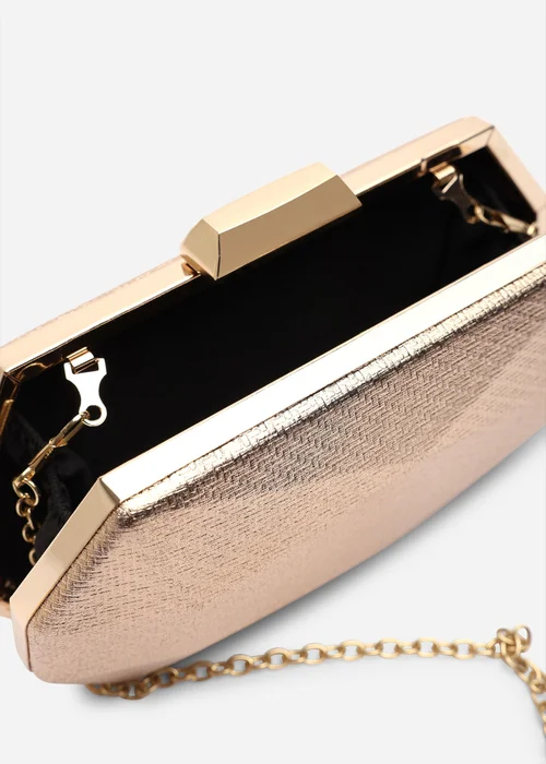 Where's That From Mivana Rose Gold Textured Geometric Box Clutch Bag - One Size Image 3