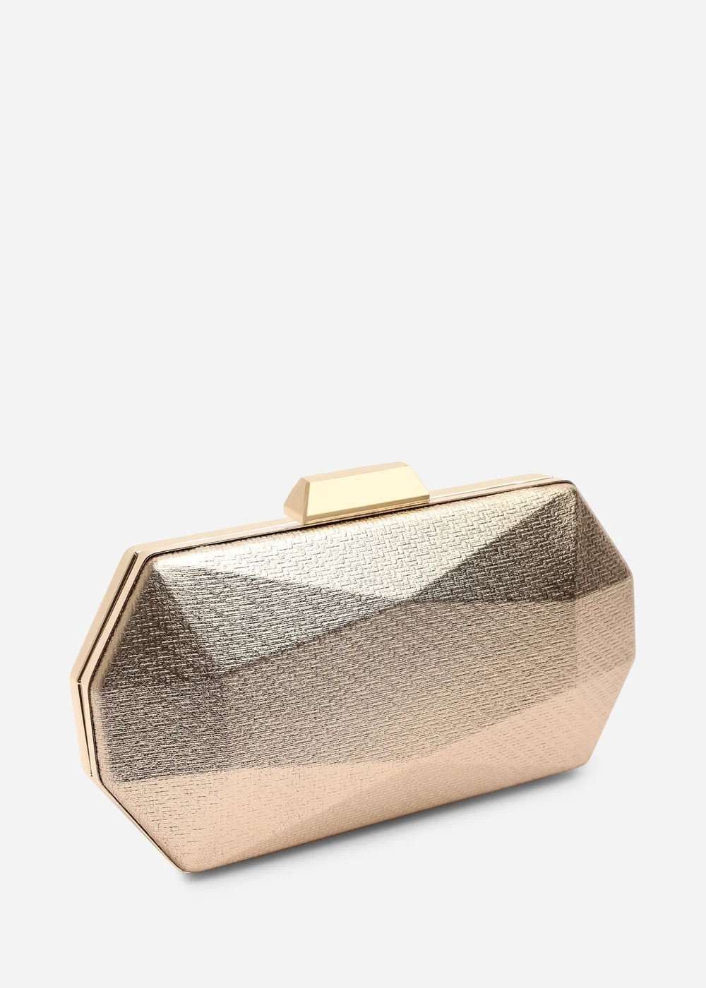Where's That From Mivana Rose Gold Textured Geometric Box Clutch Bag - One Size Image 5