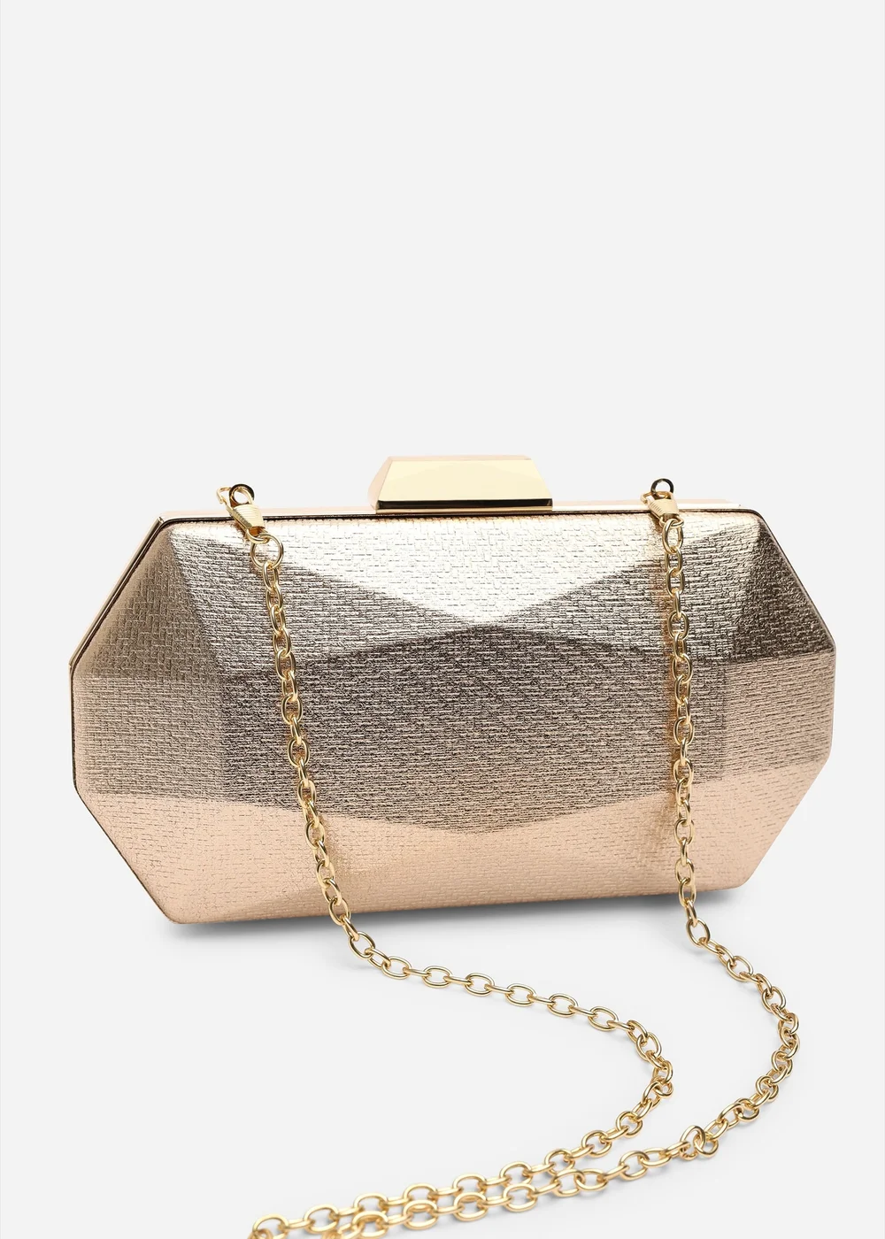Where's That From Mivana Rose Gold Textured Geometric Box Clutch Bag - One Size Image 4