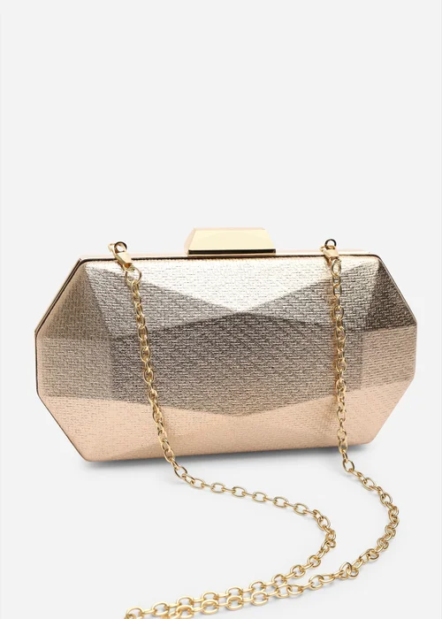 Where's That From Mivana Rose Gold Textured Geometric Box Clutch Bag - One Size Image 4