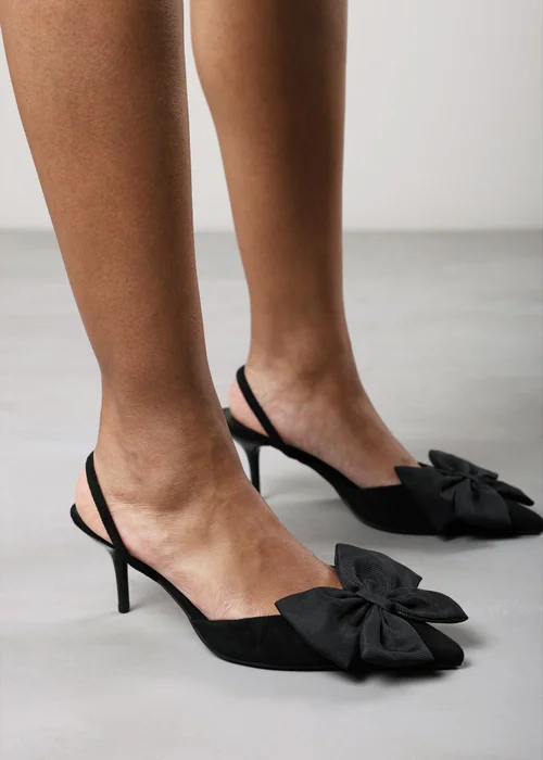 Where's That From Plavira Black Bow Detail Low Slingback Court Shoes - 7 Image 6