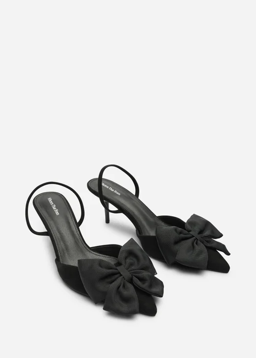 Where's That From Plavira Black Bow Detail Low Slingback Court Shoes - 7 Image 4