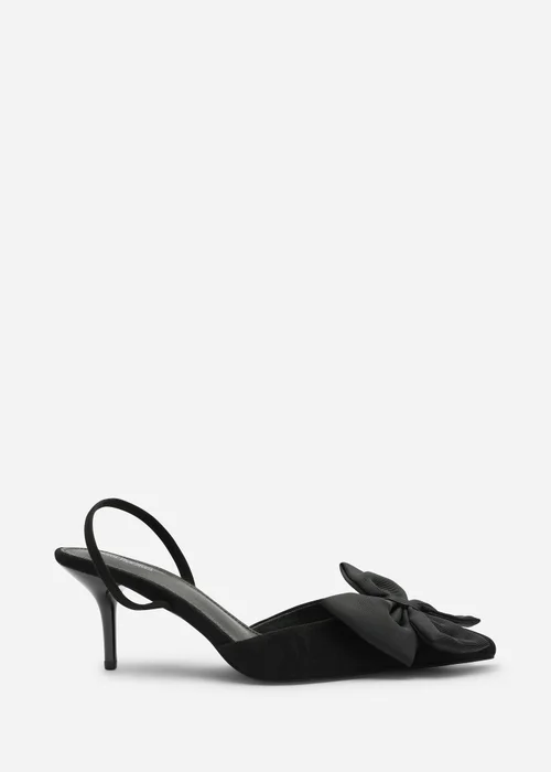 Where's That From Plavira Black Bow Detail Low Slingback Court Shoes - 7 Image 1