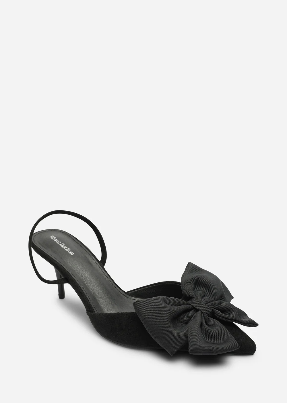 Where's That From Plavira Black Bow Detail Low Slingback Court Shoes - 7 Image 3