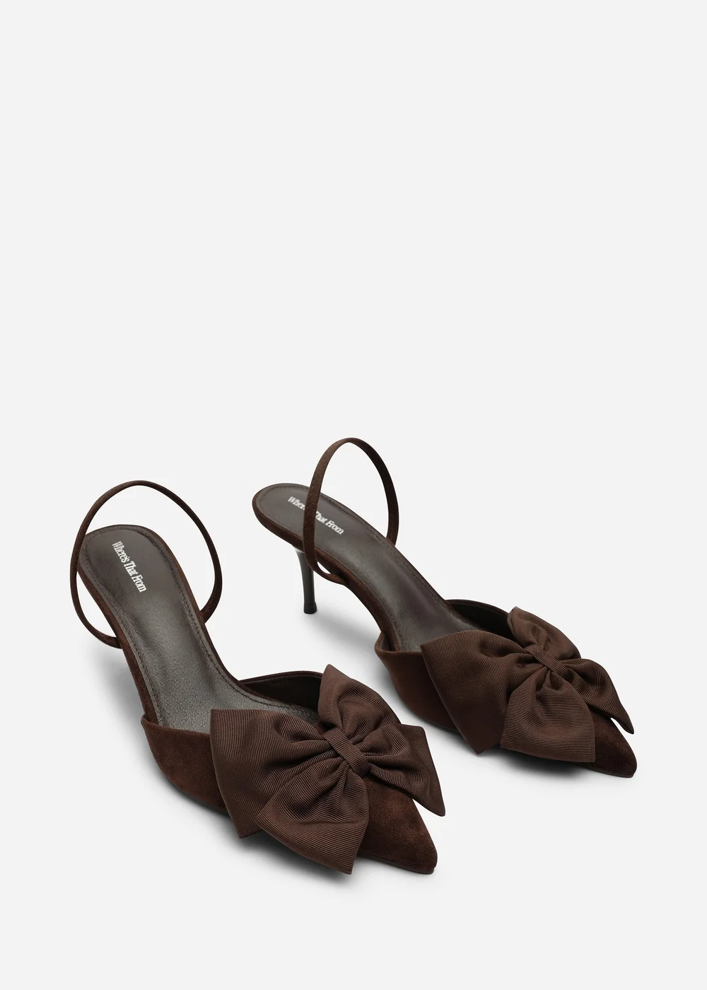 Where's That From Plavira Brown Bow Detail Low Slingback Court Shoes - 5 Image 4