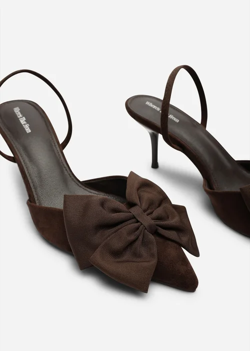 Where's That From Plavira Brown Bow Detail Low Slingback Court Shoes - 5 Image 5