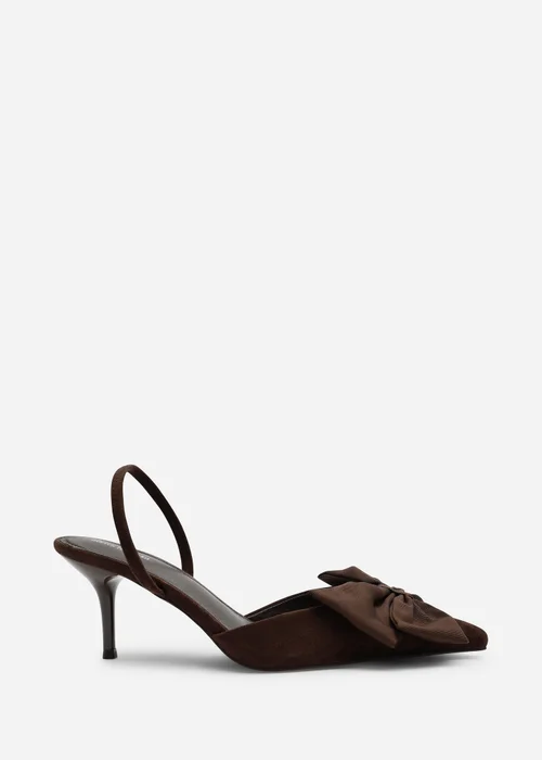 Where's That From Plavira Brown Bow Detail Low Slingback Court Shoes - 5 Image 1